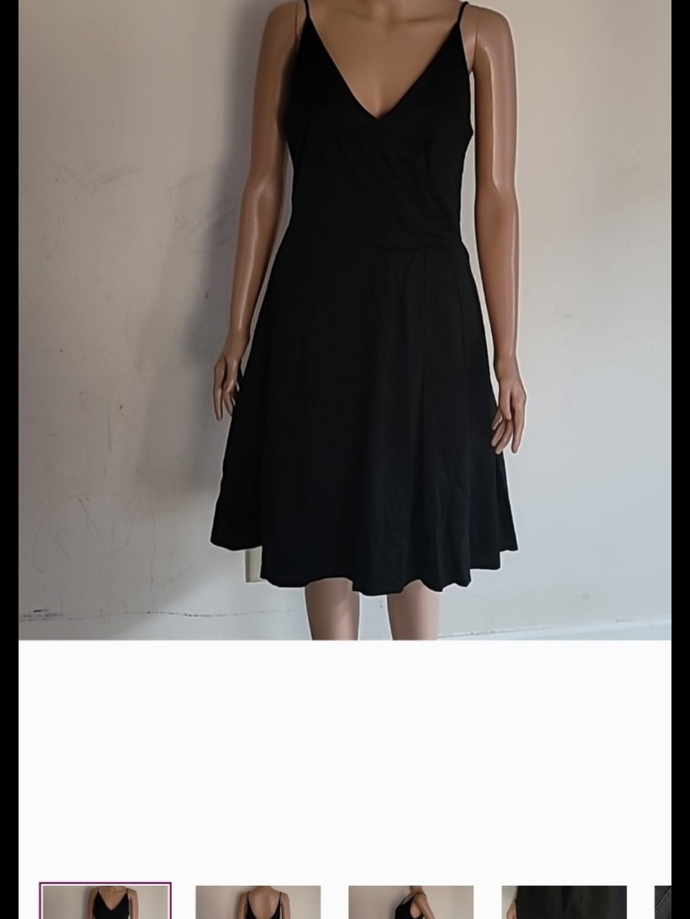 Isaac Mizrahi Black Spaghetti-Strap V-Neck Mini Dress